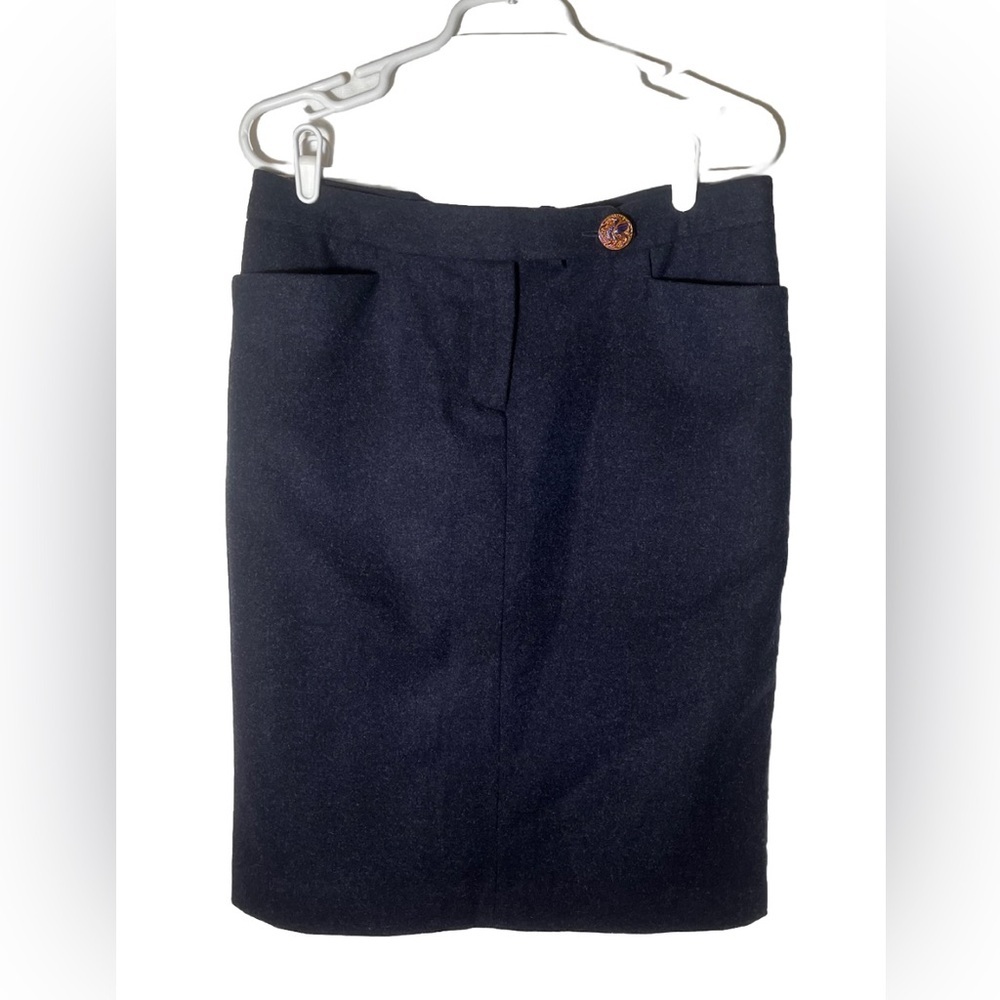 Erica Tanov 100% Wool Dark Blue Long Pencil Skirt Size 2